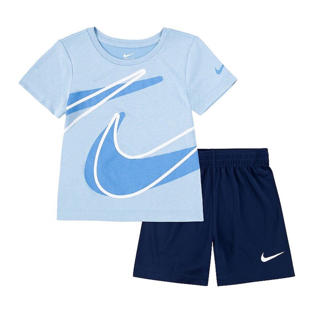 Nike Baby Boy Light Blue Tee and Dark Blue Shorts Set